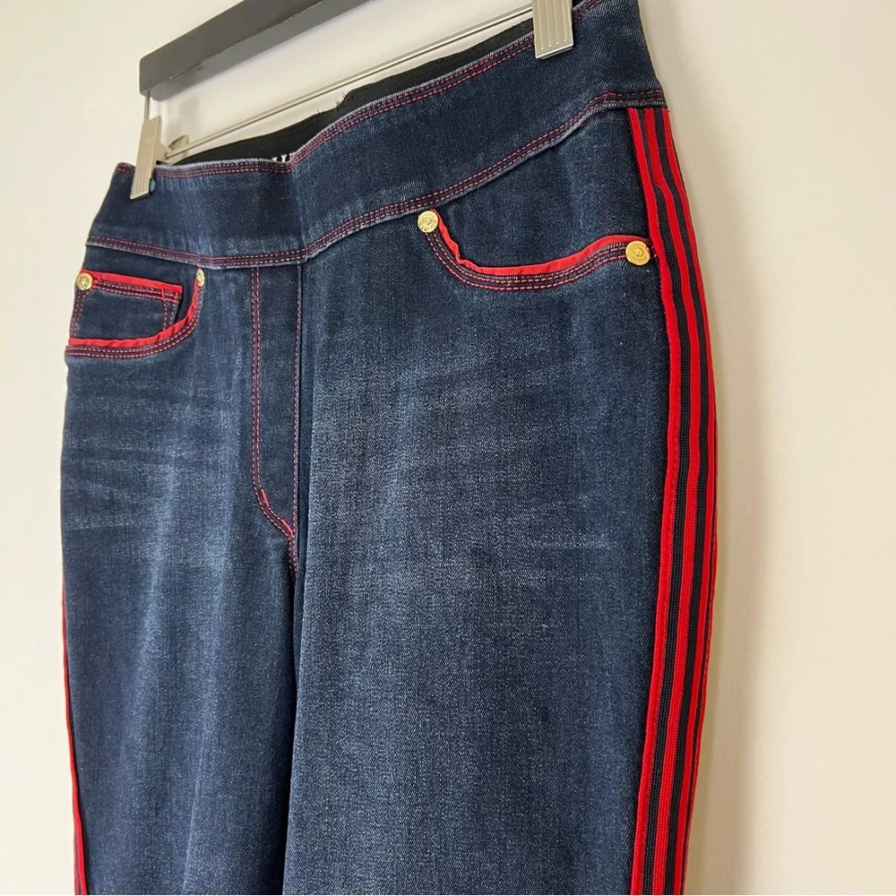 Peter Nygard Luxe Denim capri 360° / 4-way stretch jeans red stripes sid… - Picture 3 of 6